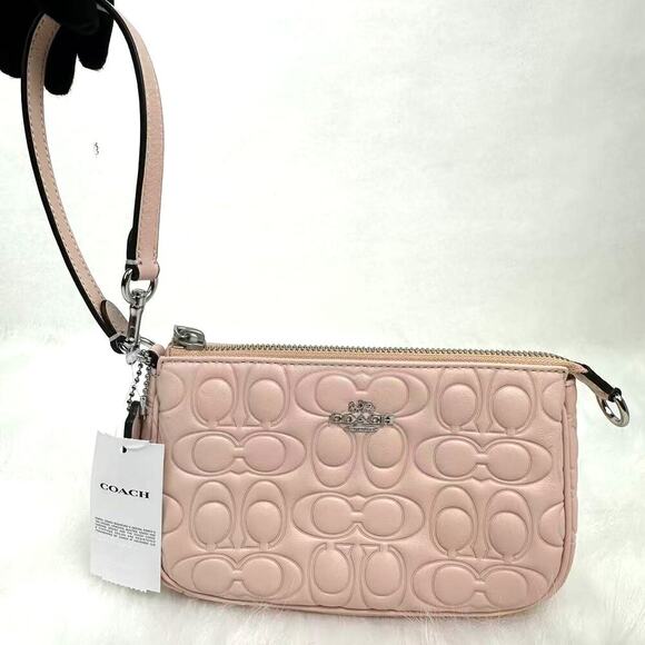 Coach Wristlet Nolita 19 In Signature Leather In Silver Blush NWT CZ456 - Picture 2 of 11